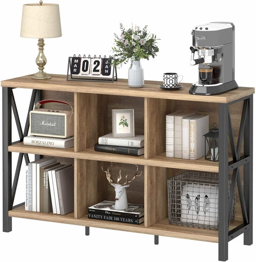 6 Cube Storage Organizer With Shelf Rustic Oak Bookcase