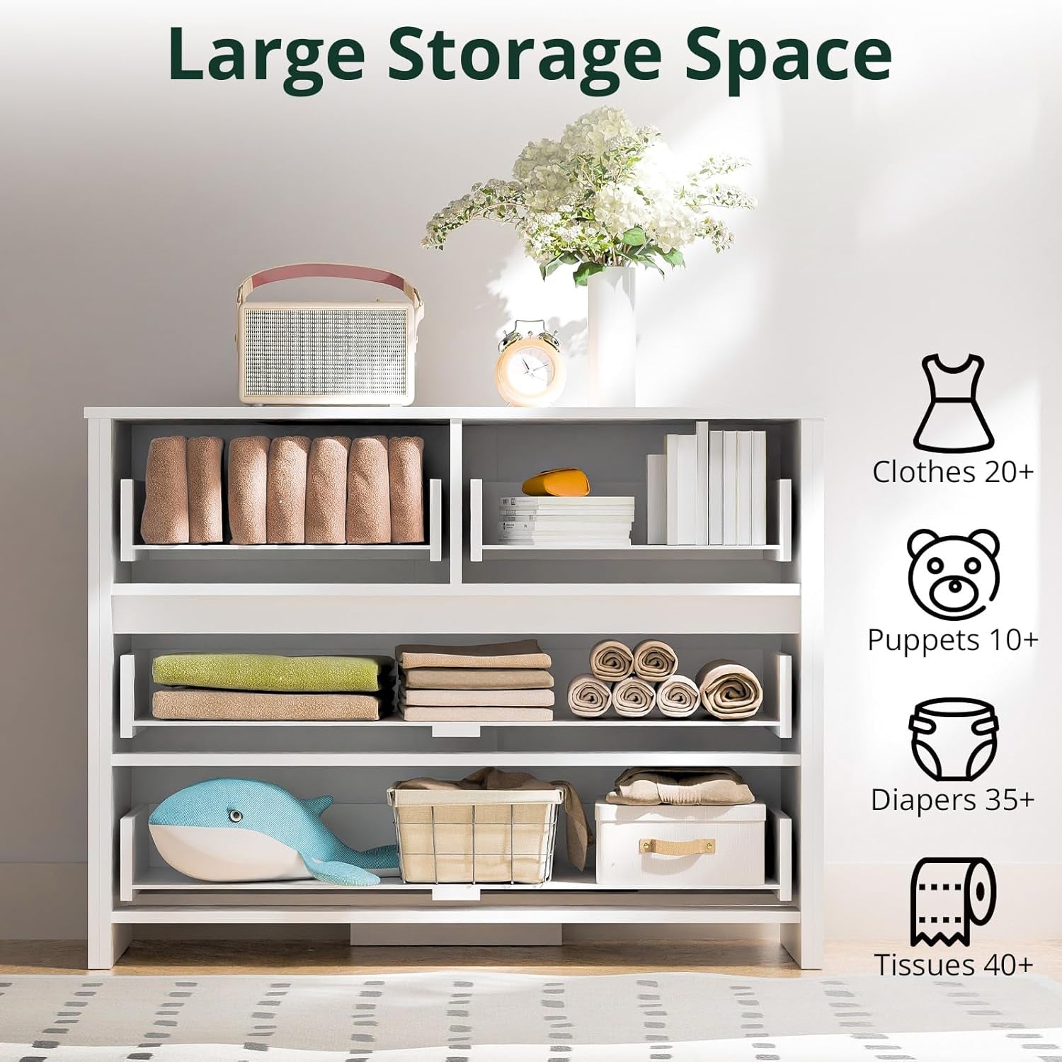 Hardy Haus White Four-Drawer Dresser | Contemporary Finish with Smooth Storage