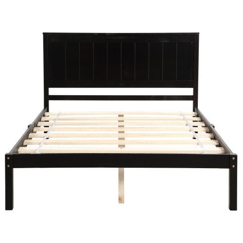 Platform Bed Frame With Headboard, Wood Slat Support, No Box Spring Needed, Full, Espresso