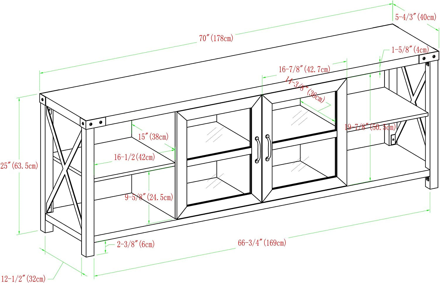 Rustic Modern 70 Inch TV Console With Open Shelves