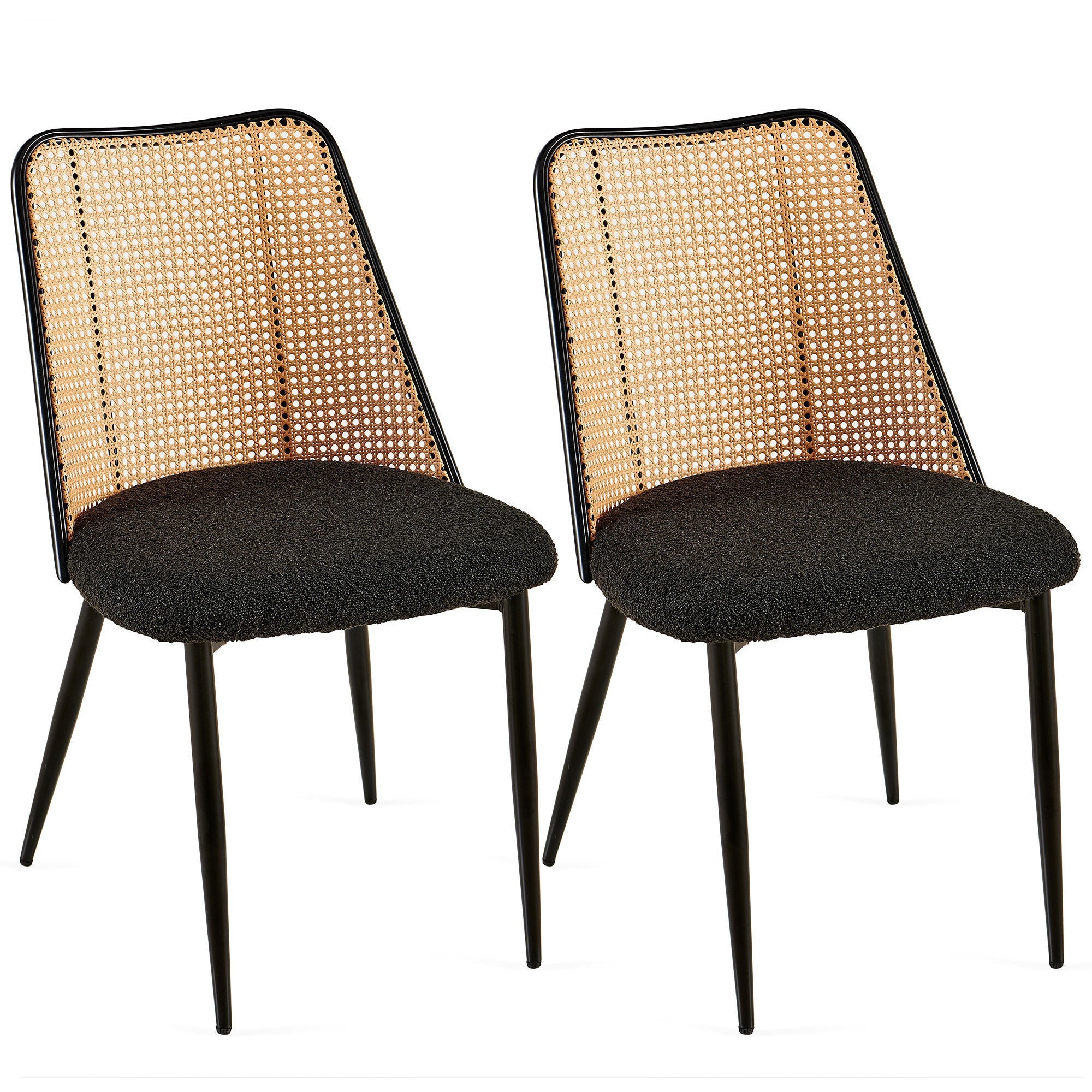 Set of Black Rattan Dining Chairs-3