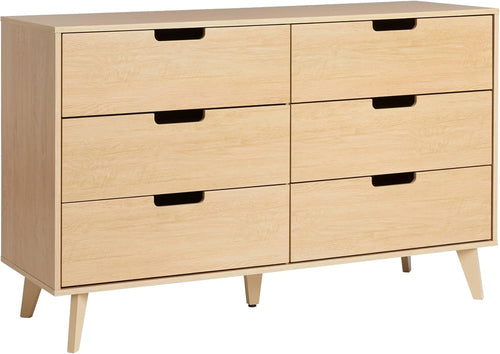 Mid-Century Modern 6-Drawer Dresser, 52 Inch Width
