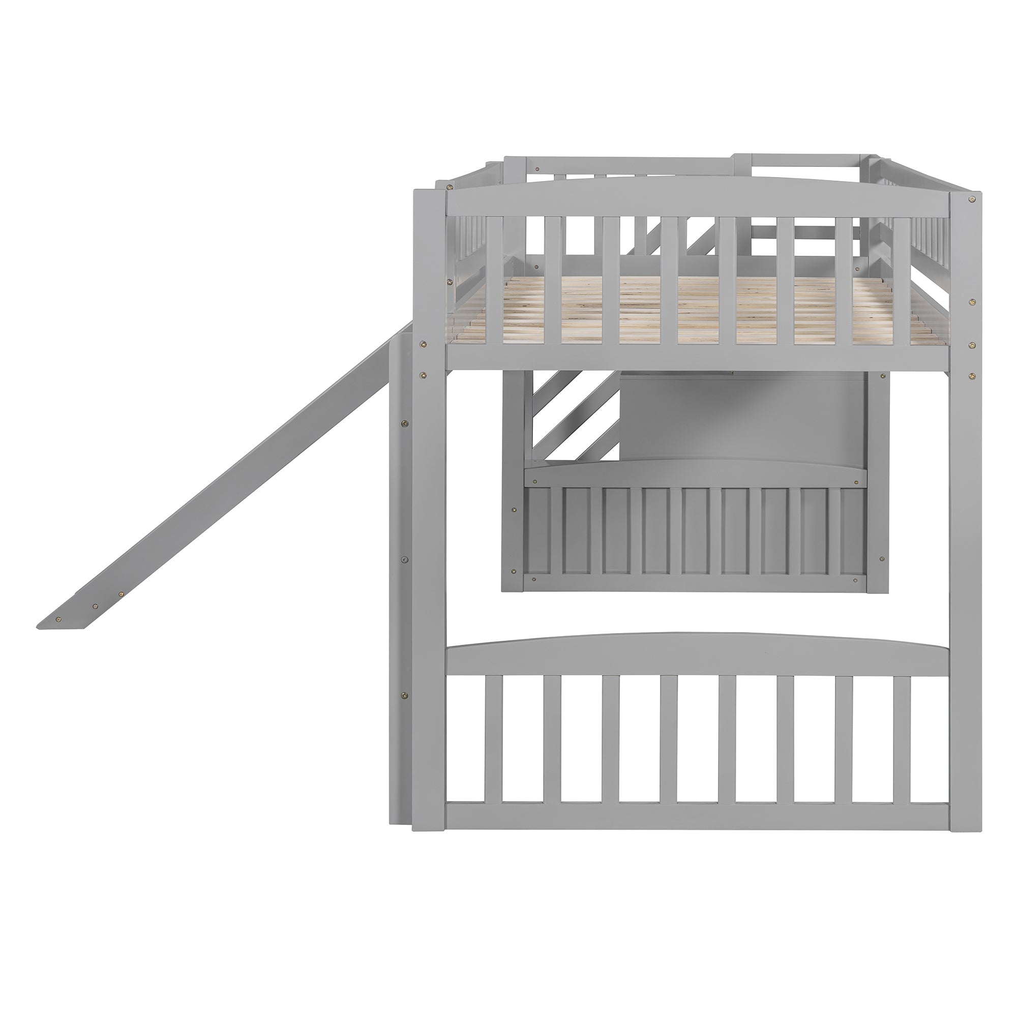 Stairway Twin Size Loft Bed with Two Drawers and Slide