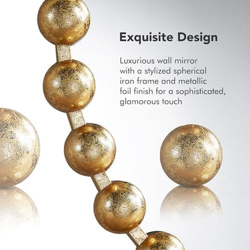 Hardy Haus 27-Inch Round Wall Mirror | Gold Metal Beaded Frame