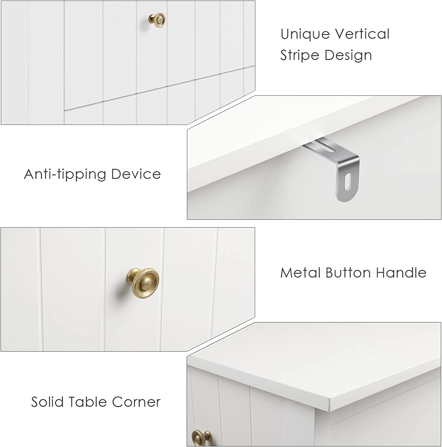 Modern White 52.4 Inch Wide 6 Drawer Dresser Chest Storage