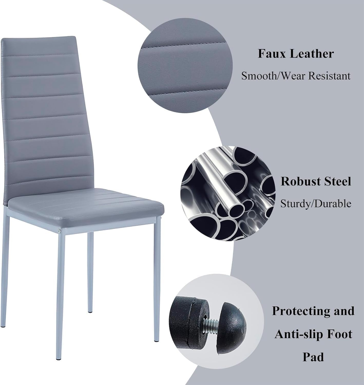 Gray chair with features highlighted on a gray background
