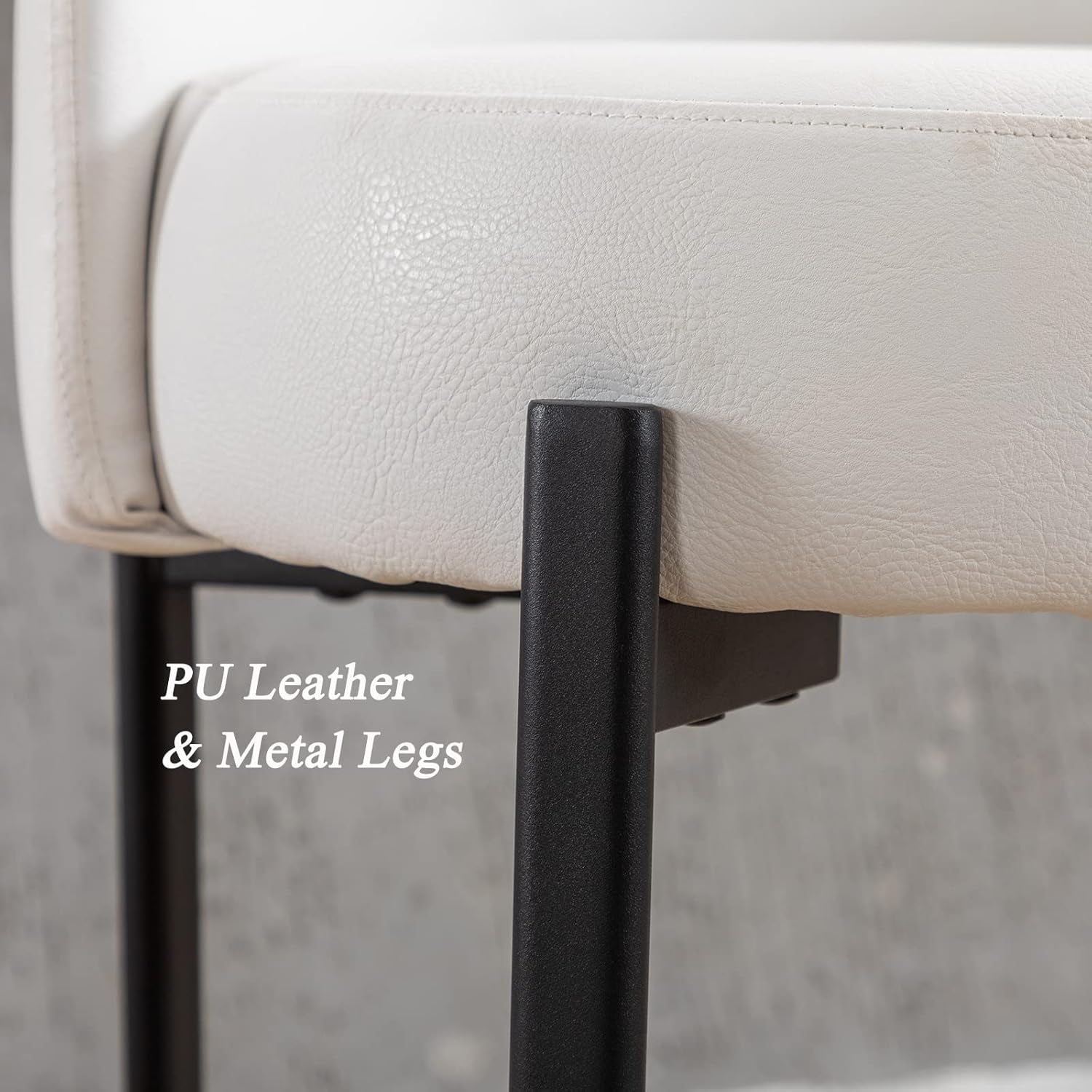 26 Inch Round Faux Leather Bar Stools Set Of 2 White-4