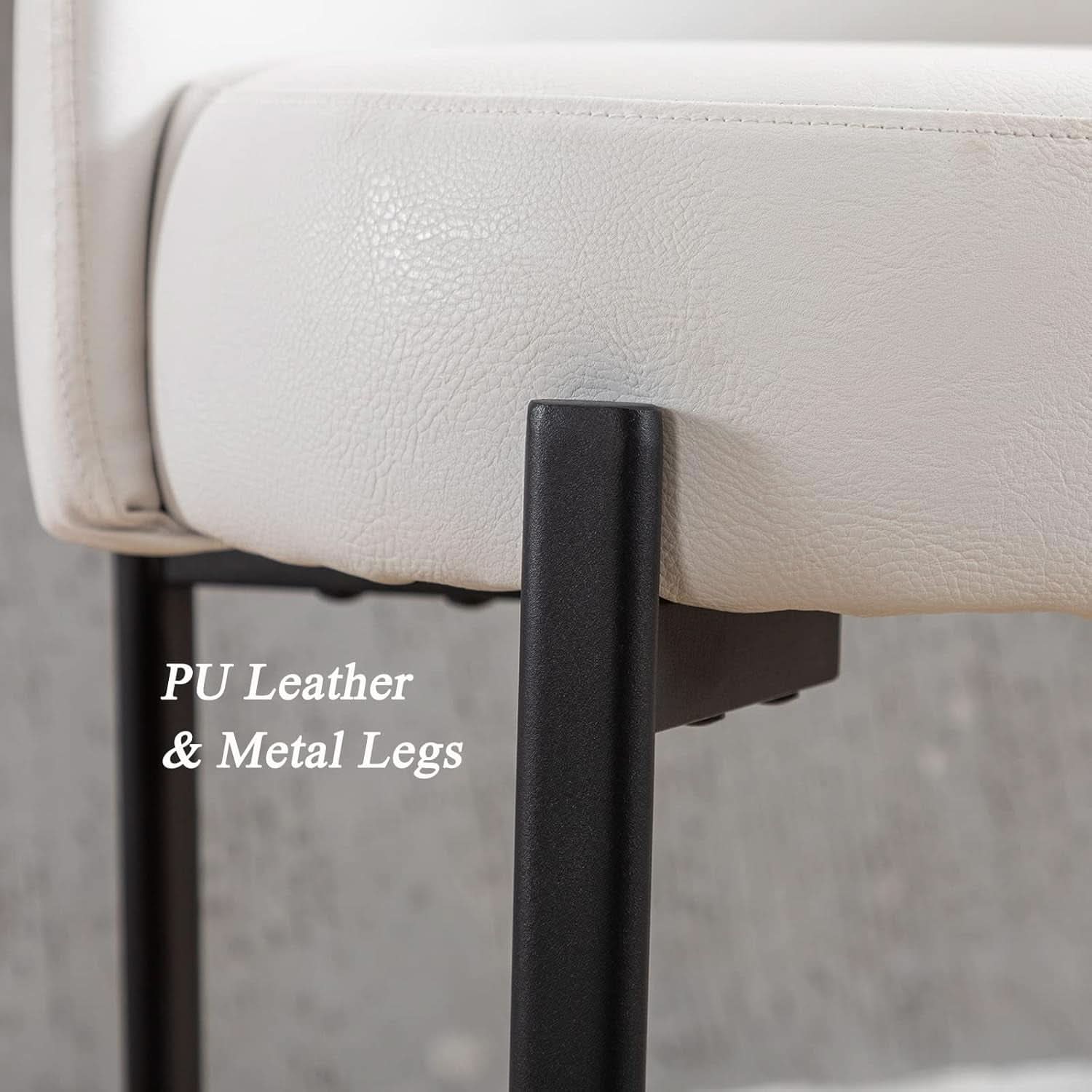 26 Inch Round Faux Leather Bar Stools Set Of 2 White-4