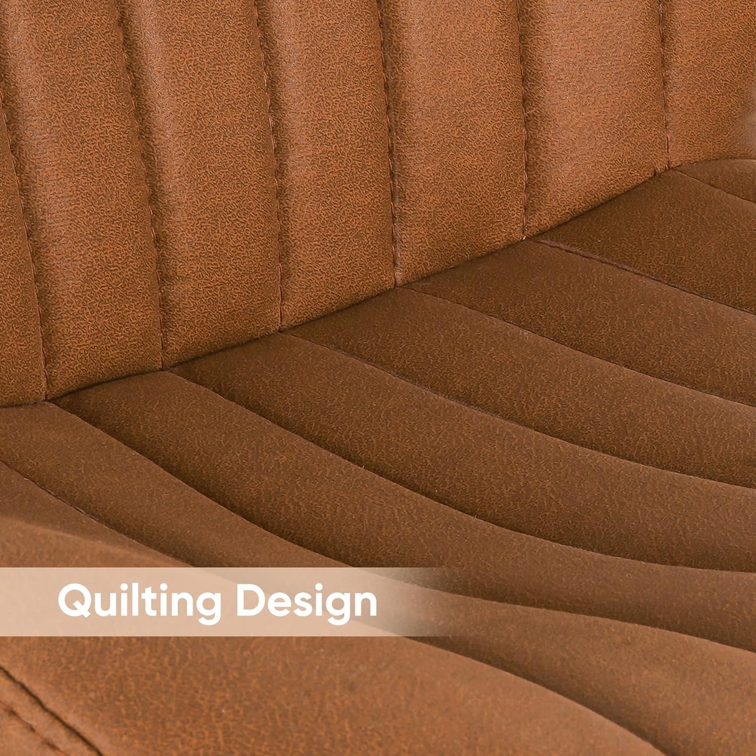 Close-up of brown quilted fabric with 'Quilting Design' text overlay