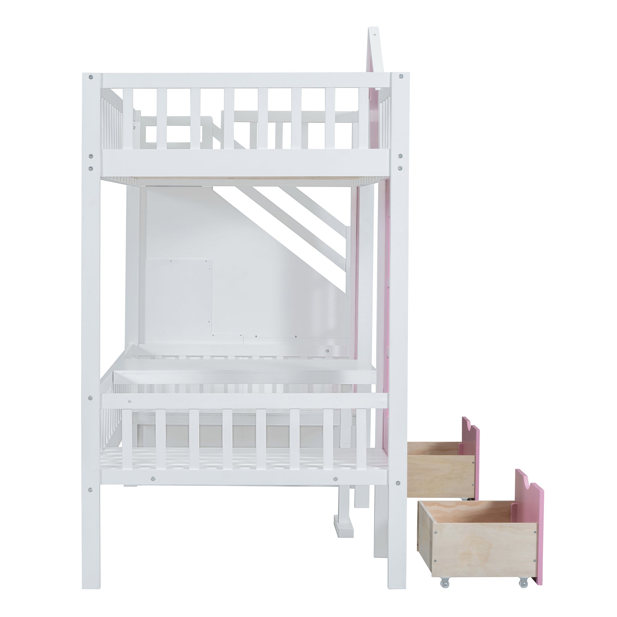 Twin-Over-Twin Bunk Bed with Changeable Table, Bunk Bed Turn into