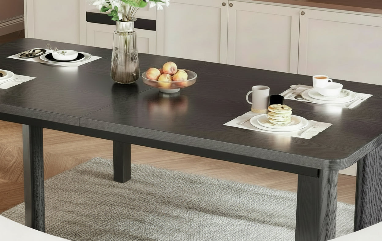 63 Inch Black Rectangular Dining Table Industrial Sturdy-3