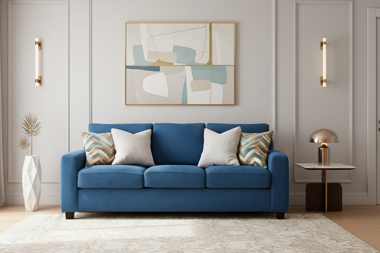 Blue Queen Stainresistant Memory Foam Sleeper Sofa-0