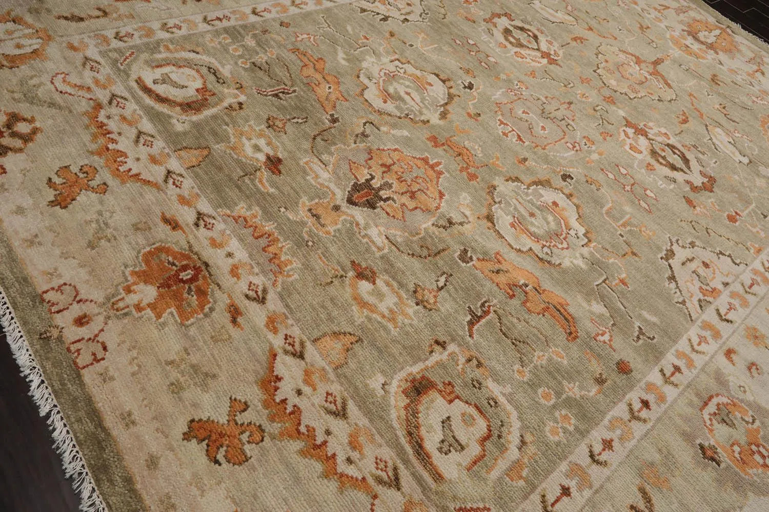 Multi Sizes LoomBloom Muted Turkish Oushak Hand Knotted Wool Traditional Area Rug Moss, Beige Color-3