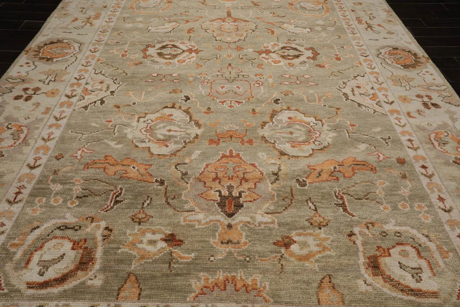 Multi Sizes LoomBloom Muted Turkish Oushak Hand Knotted Wool Traditional Area Rug Moss, Beige Color-4