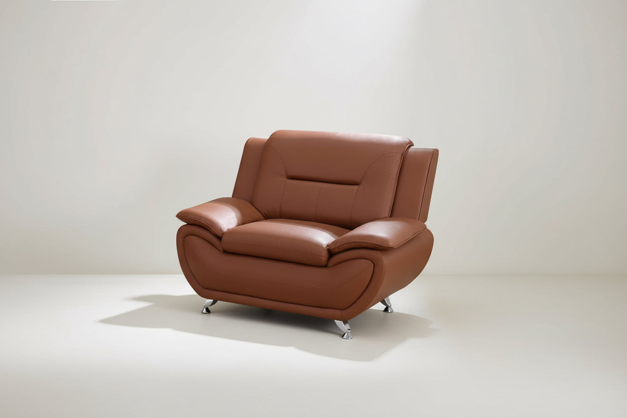 Orange Leather Sofa For Living Room With Minimalist Design-2