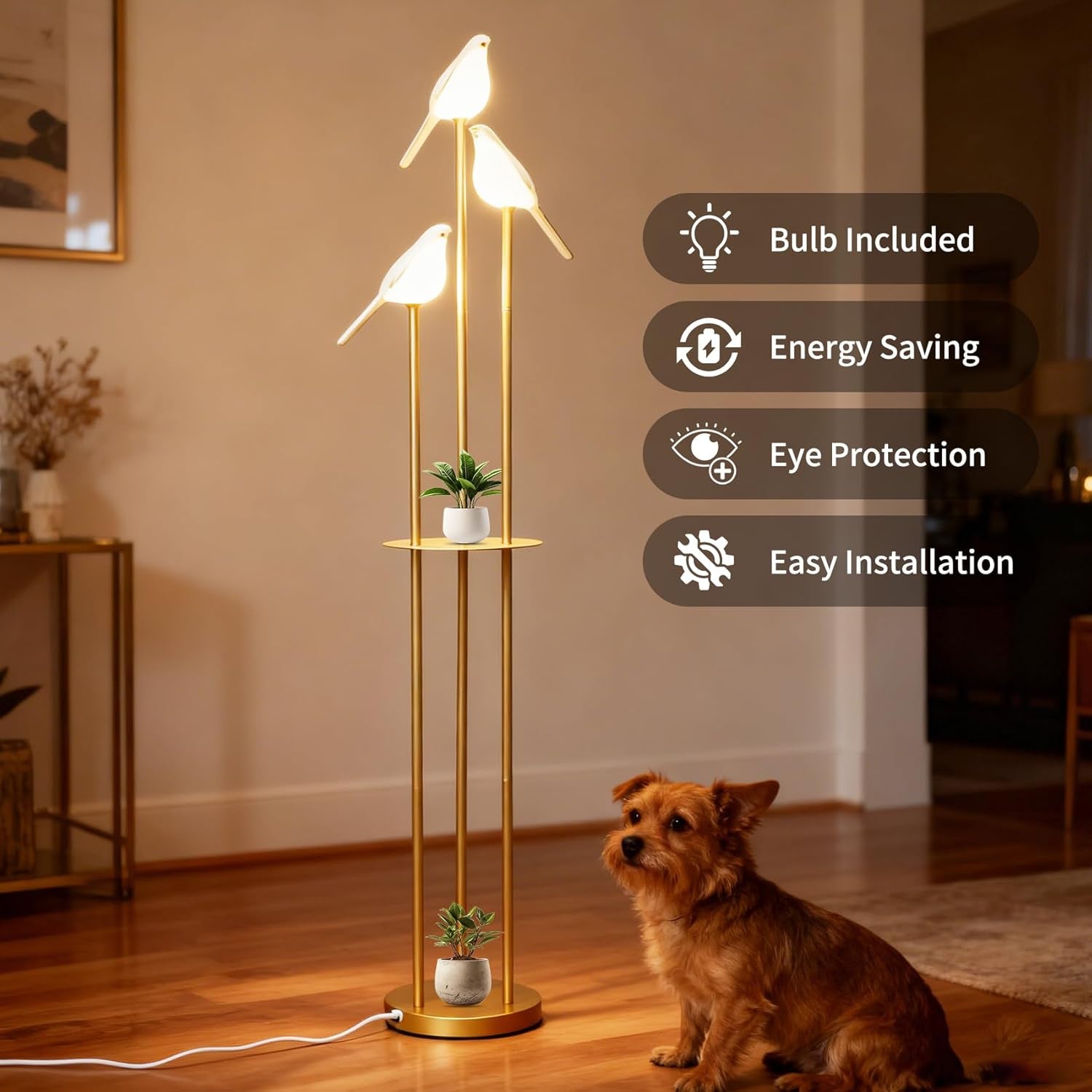 Floor Lamp With Adjustable Brightness Shelving