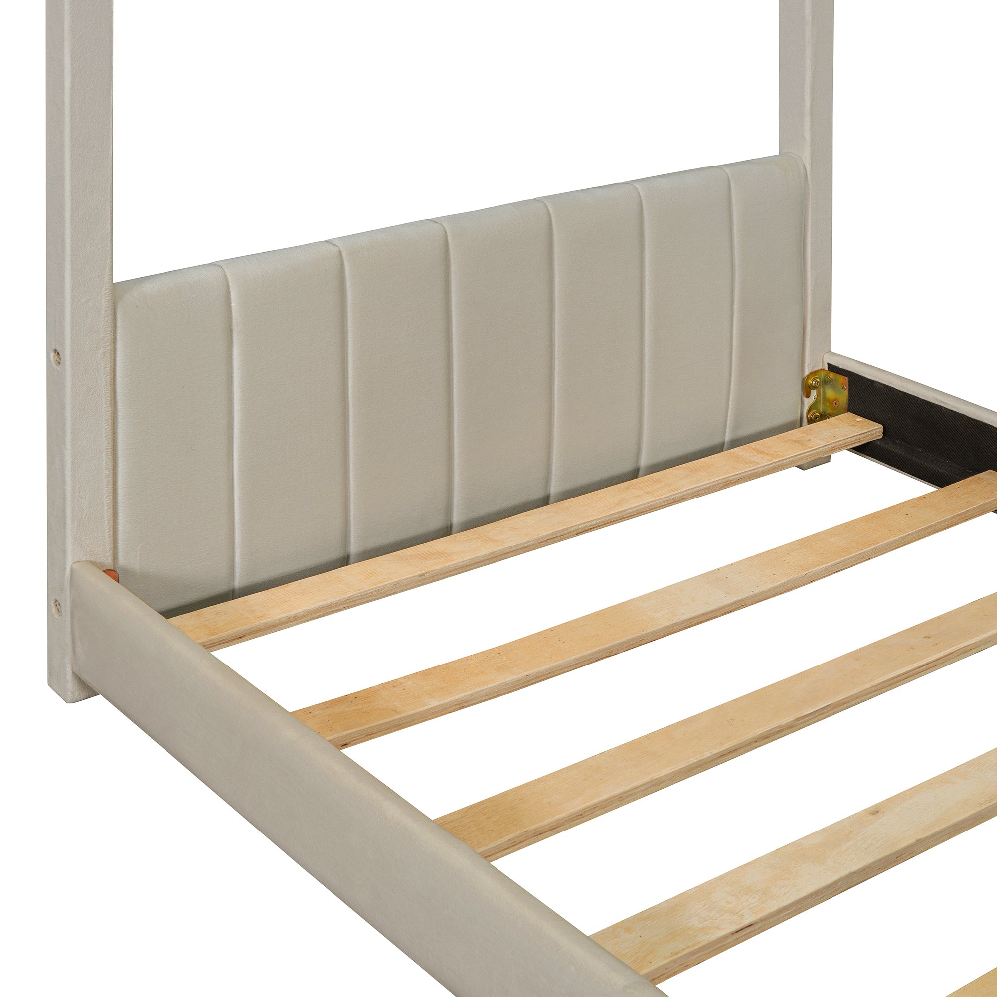 Twin Size Velvet House Bed Wood Bed