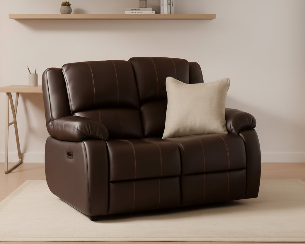 Brown leather sofa