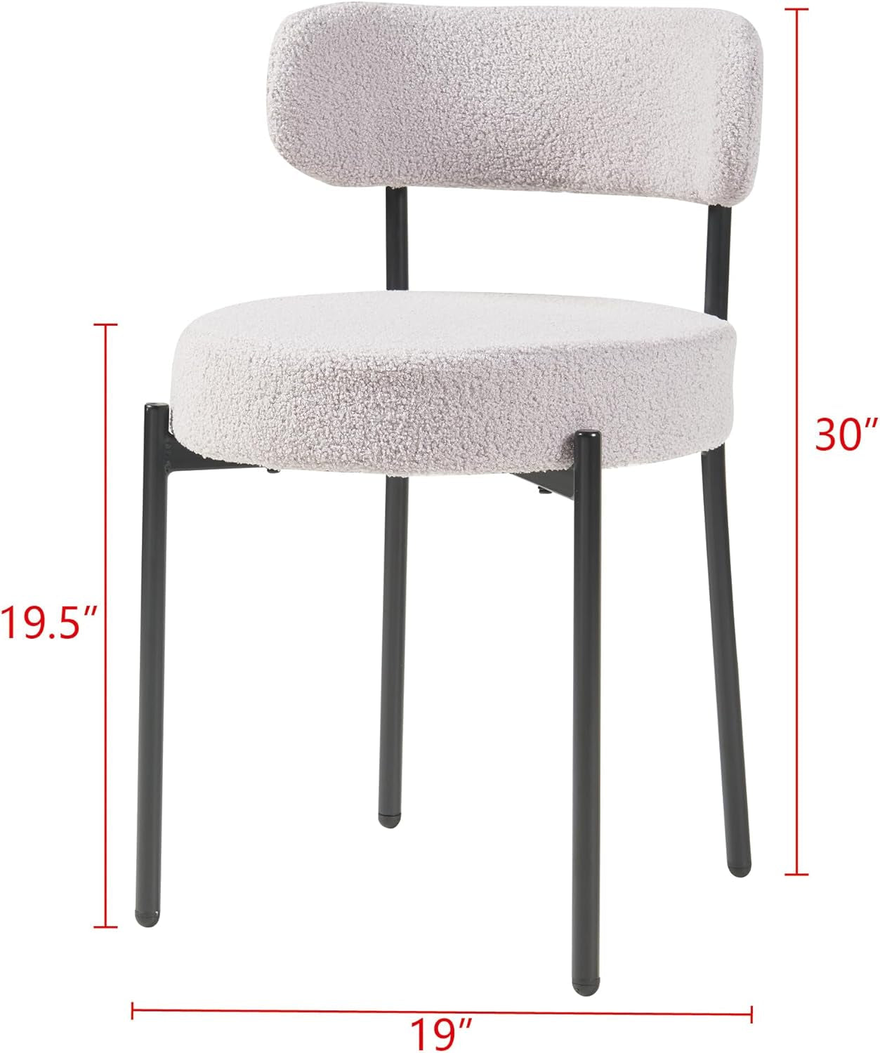 Chair with dimensions labeled on a white background
