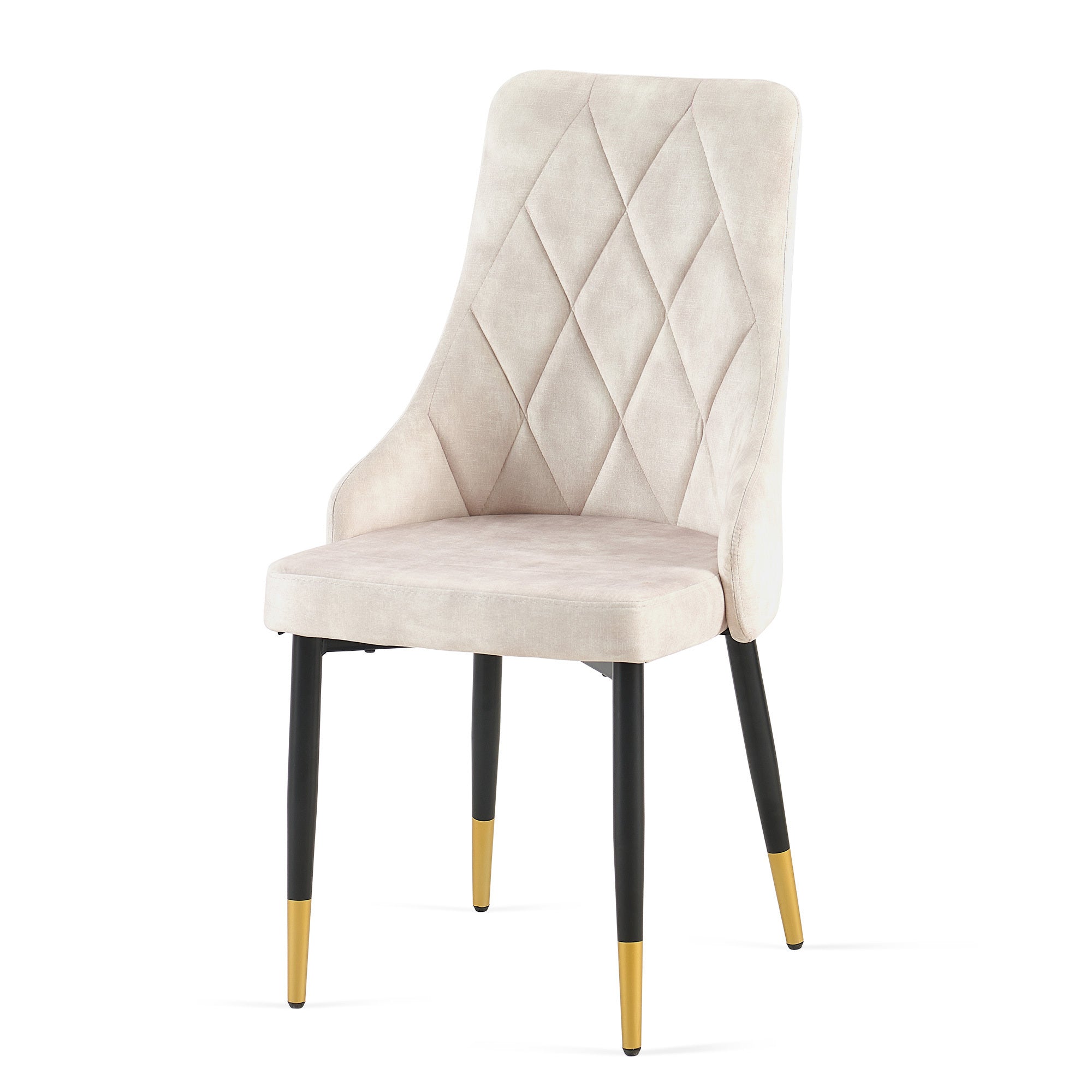 Set of 4 Beige Armless Dining Chairs-4