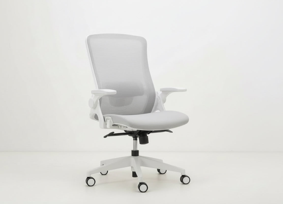Beige High Back Mesh Office Chair With Adjustable Height And Ergonomic Design-3