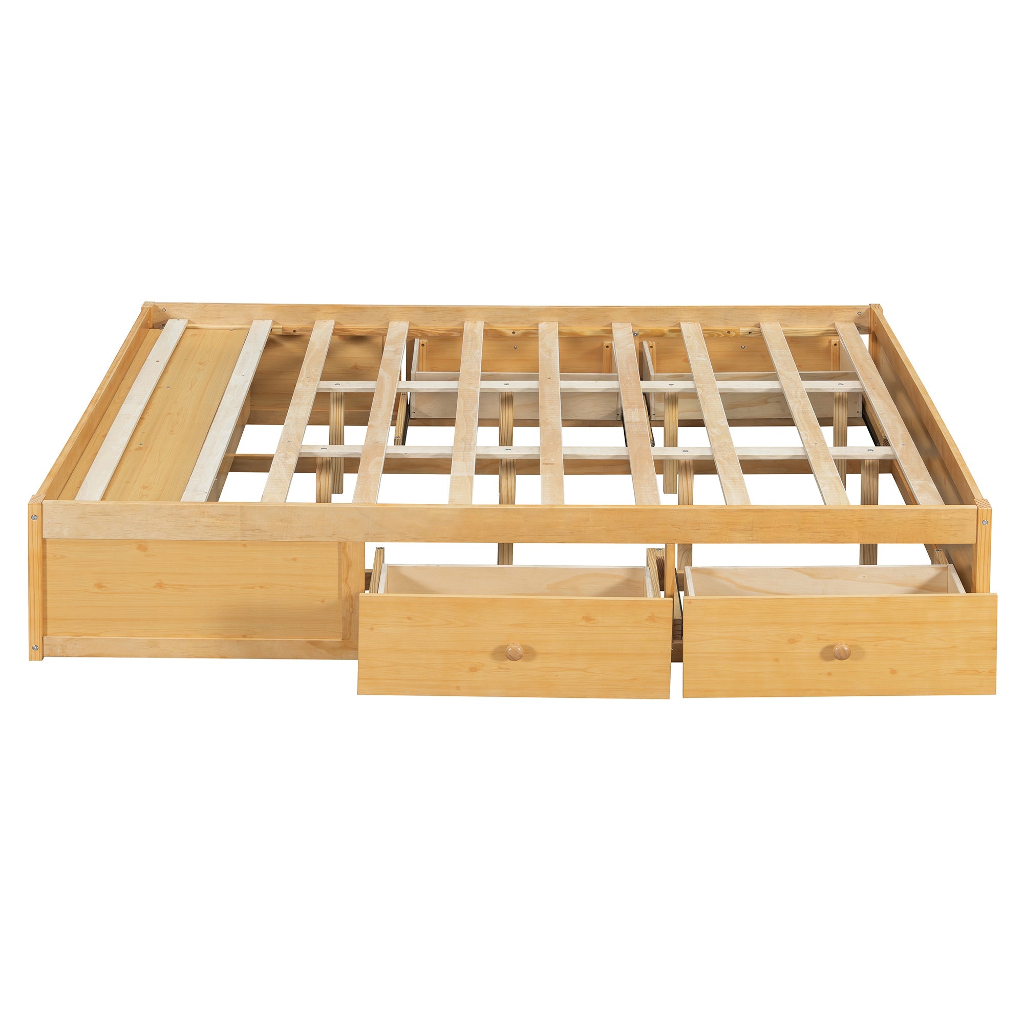 Platform Bed Frame with 4 Storage Drawers and Hydraulic Lift Footboard
