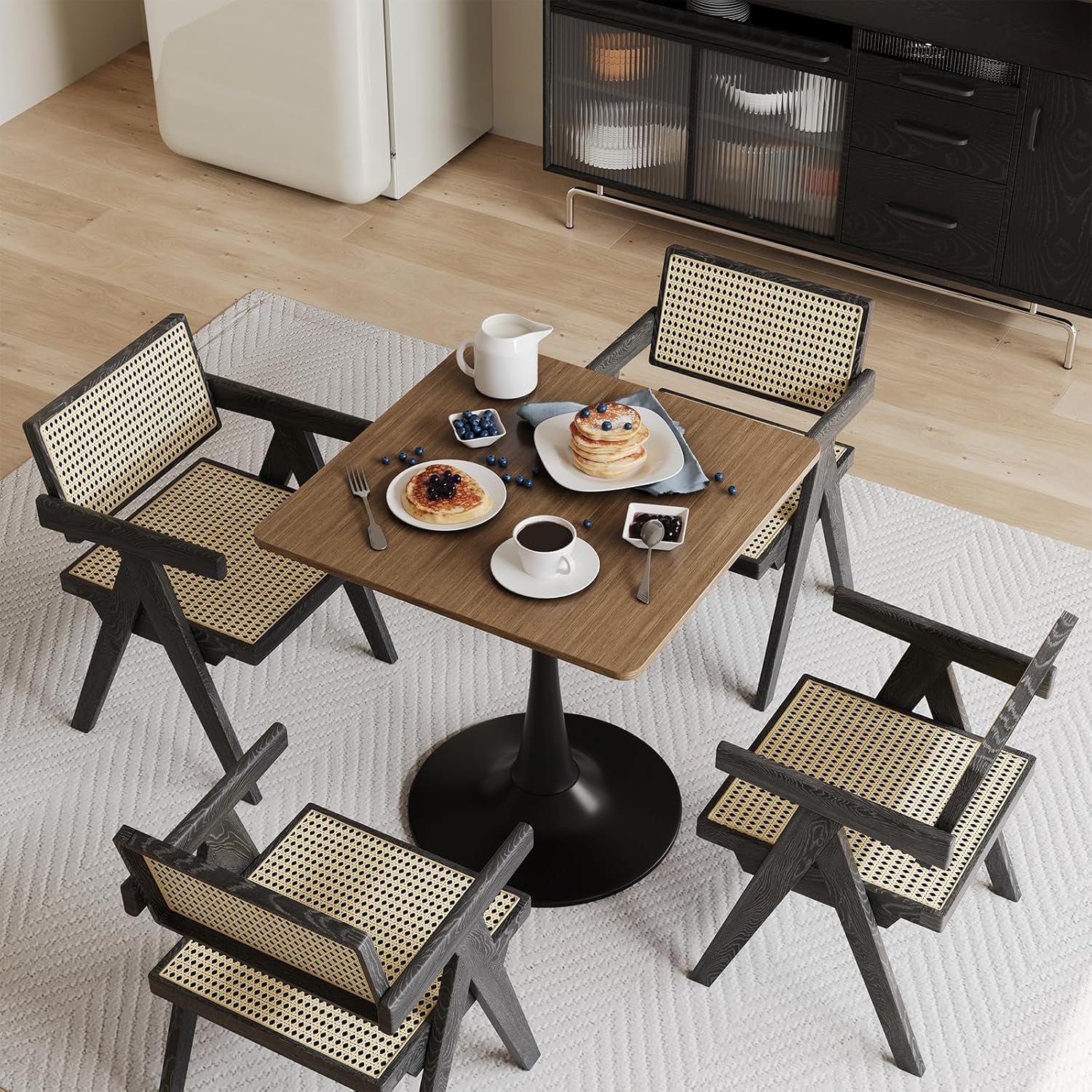 Walnut Finish Tulip Contemporary Dining Table For Two-3