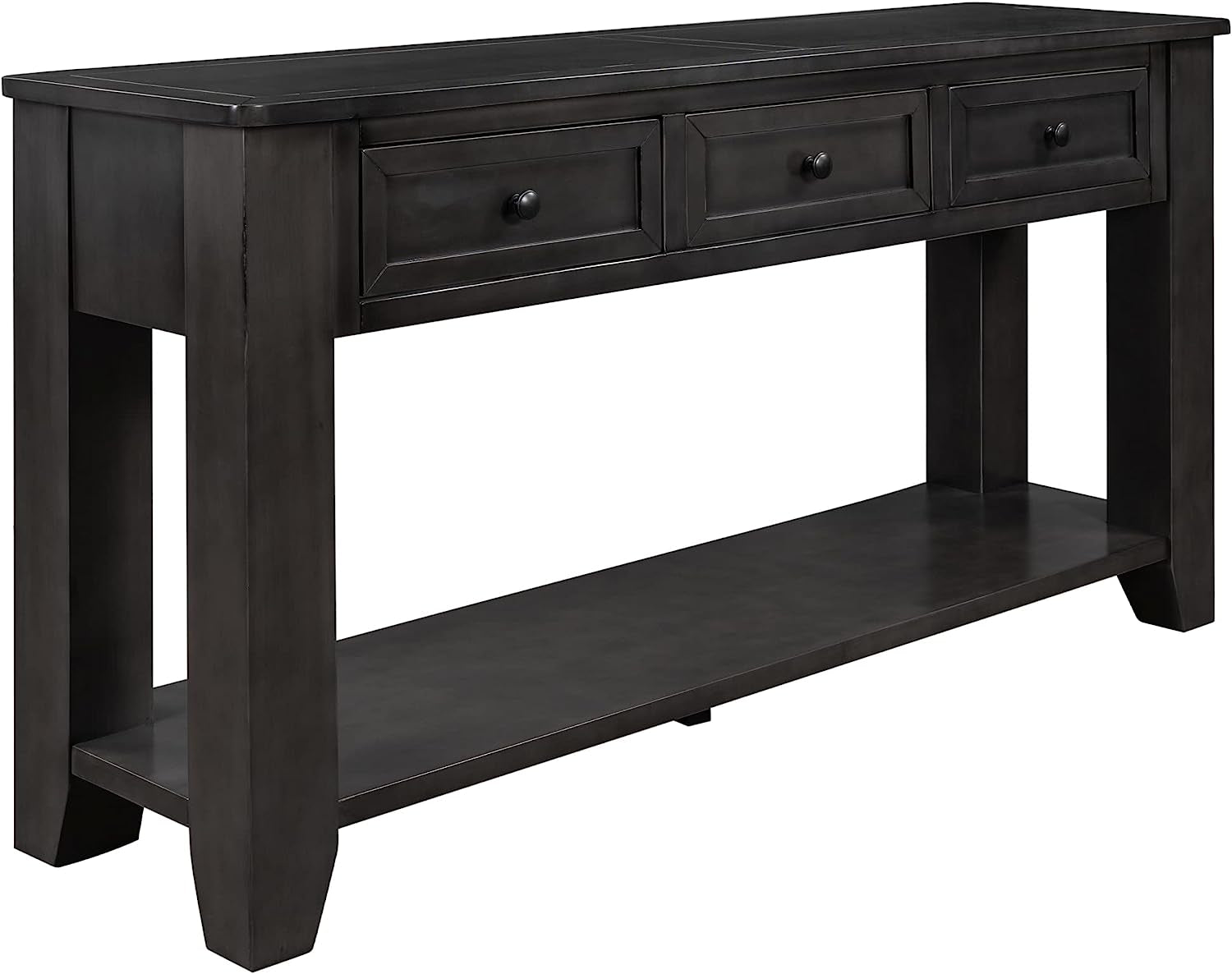 Black Console Table 55In Wide With 3 Drawers And Shelf