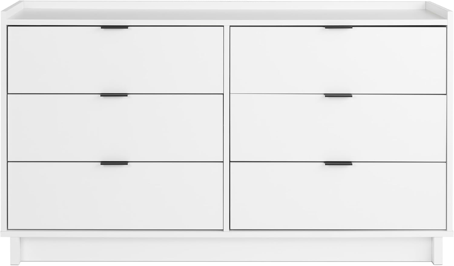 White dresser with six drawers on a white background