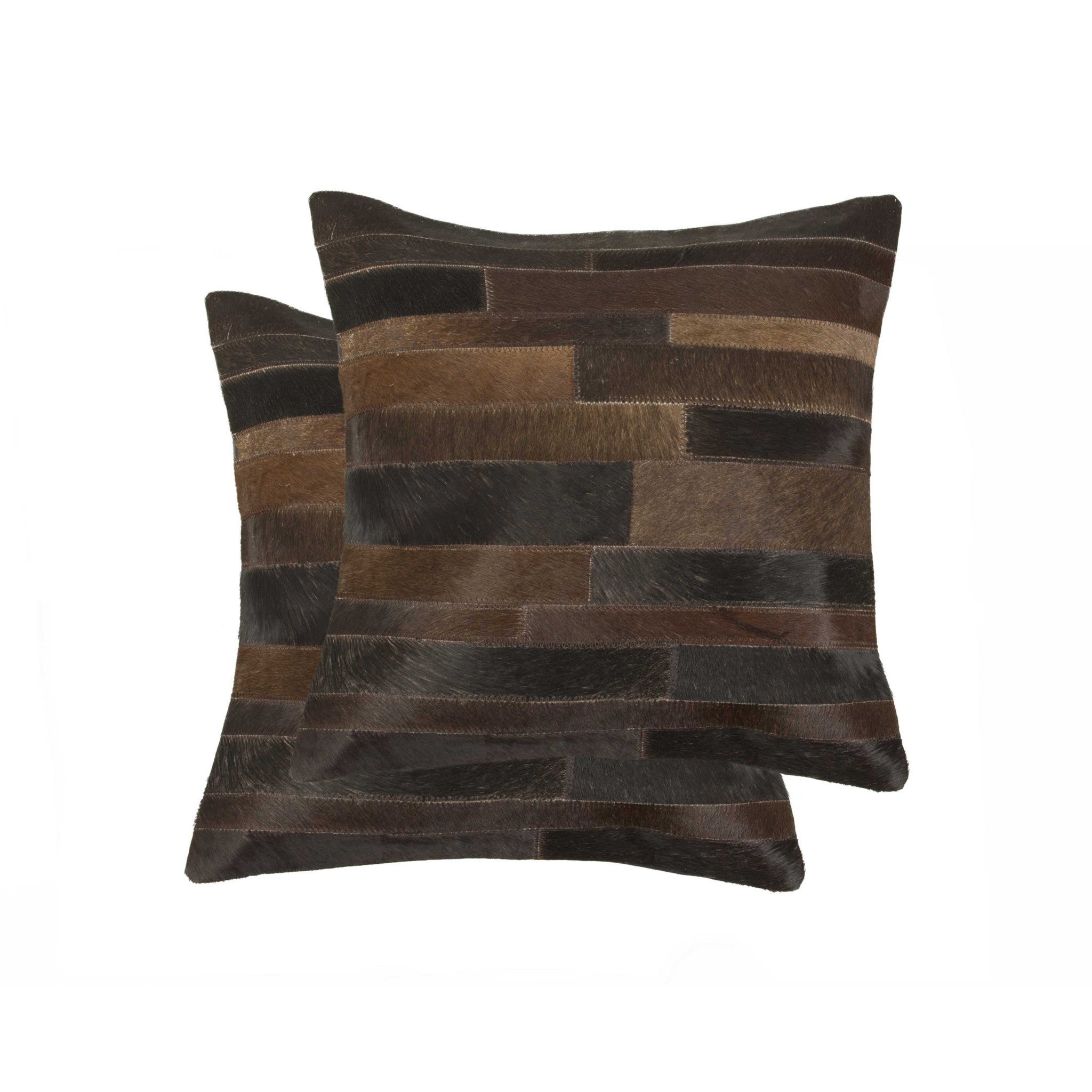 Set of Two 18" Chocolate Cowhide Throw Pillows-3