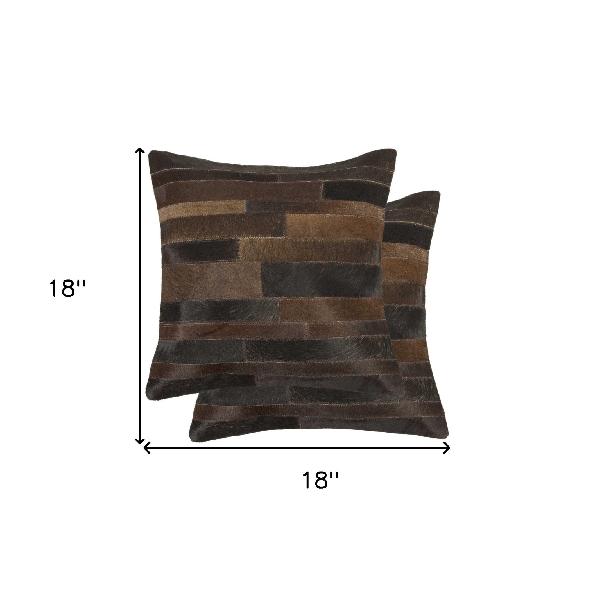 Set of Two 18" Chocolate Cowhide Throw Pillows-4