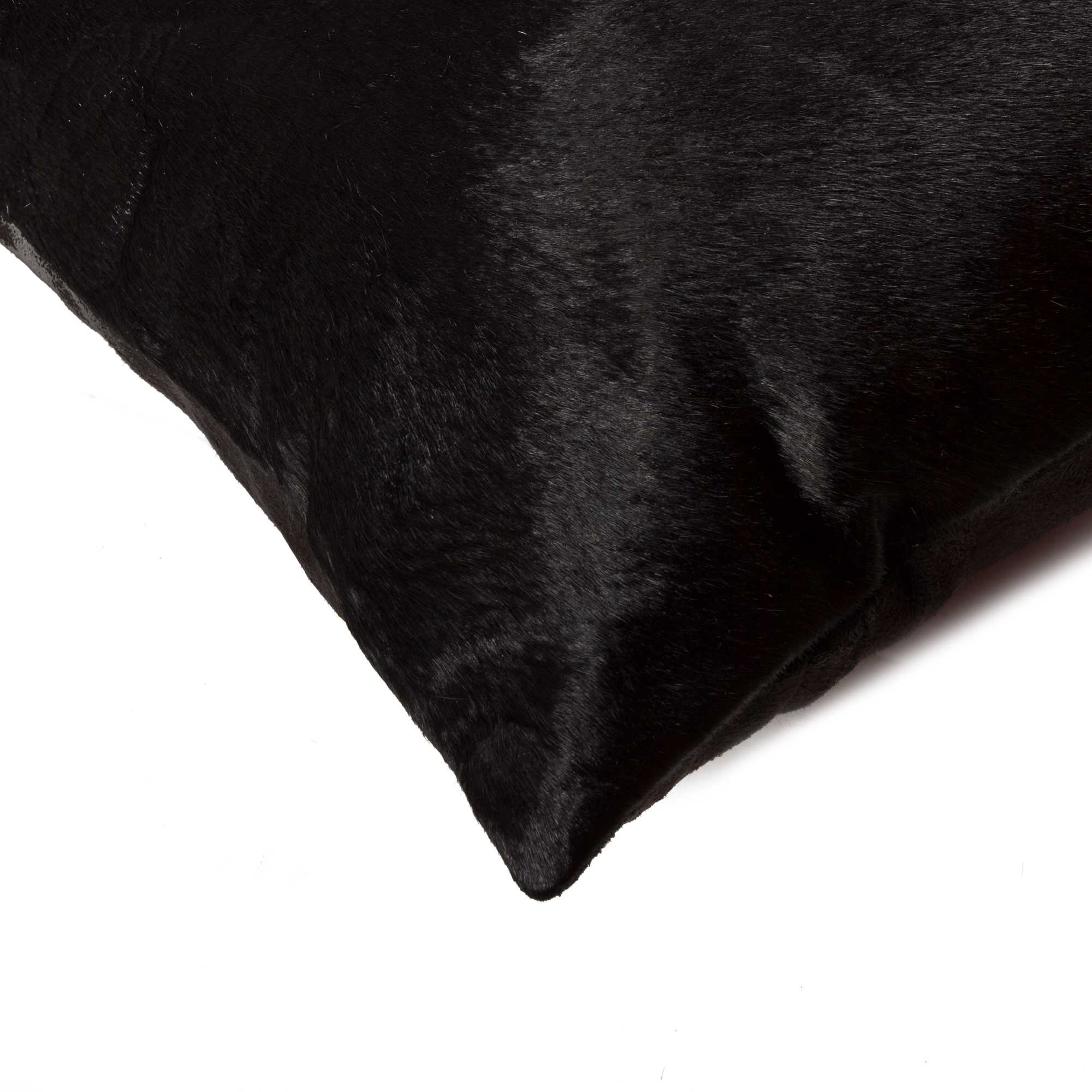 Set of Two 12" X 20" Black Cowhide Throw Pillows-3