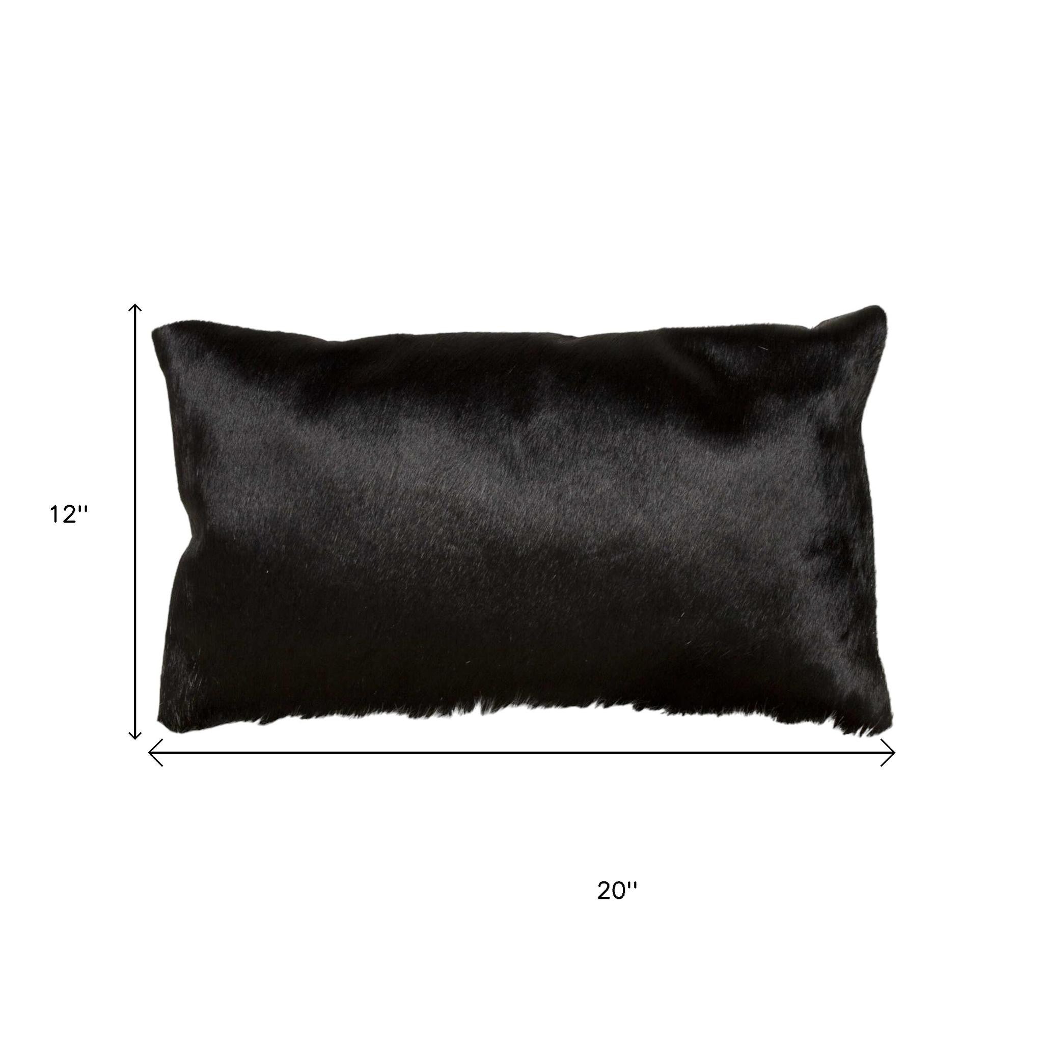 Set of Two 12" X 20" Black Cowhide Throw Pillows-6