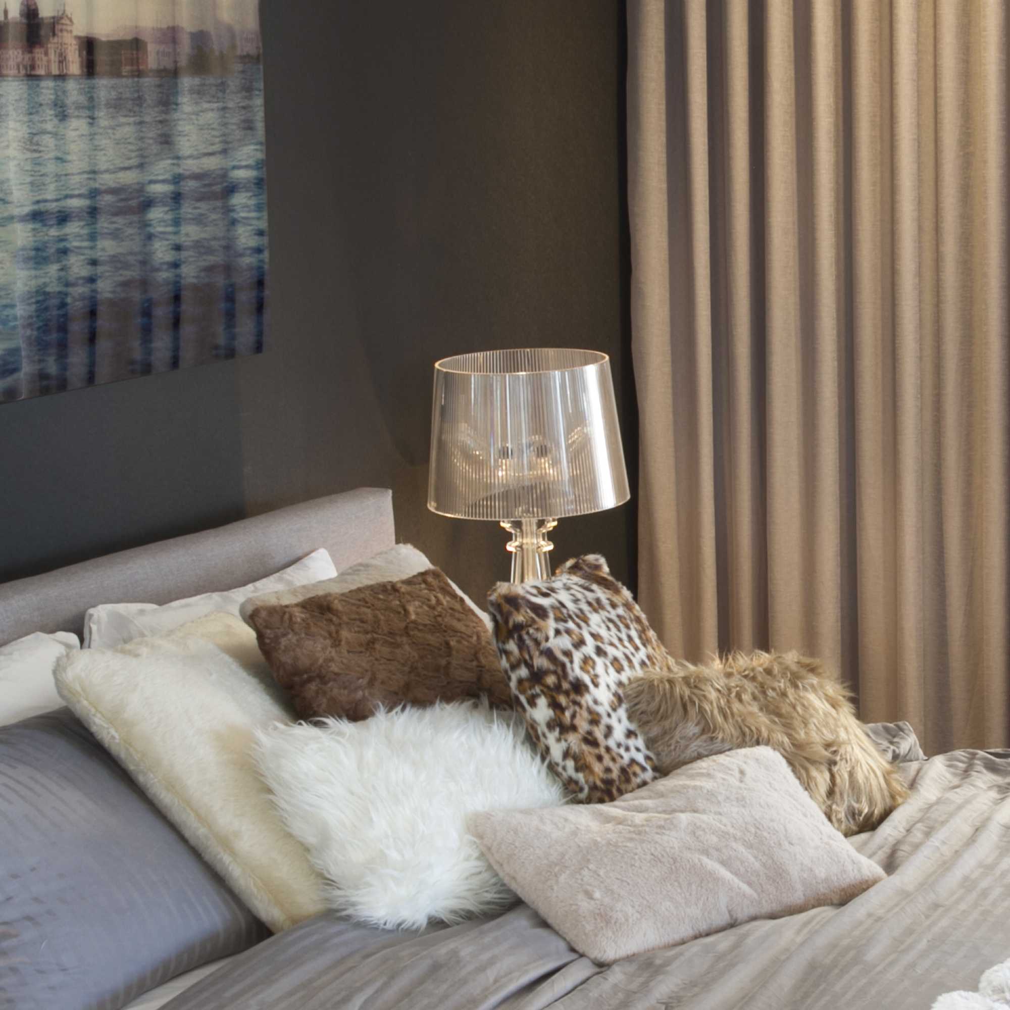 Set of Two 12" X 20" Tan Faux Fur Throw Pillows-7