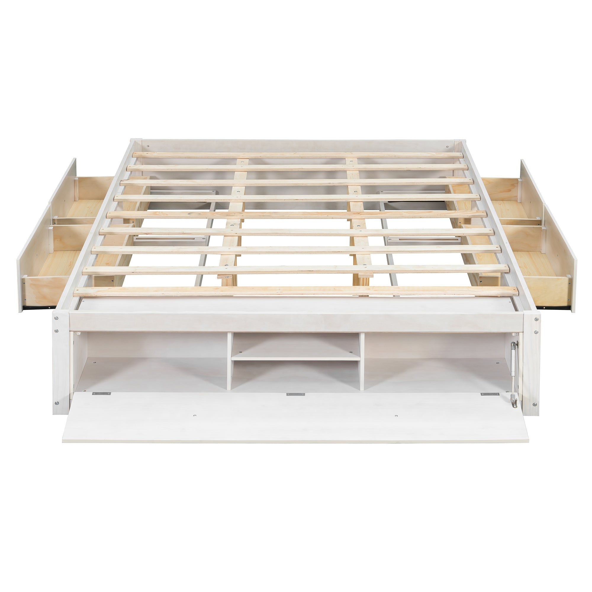 Platform Bed Frame with 4 Storage Drawers and Hydraulic Lift Footboard