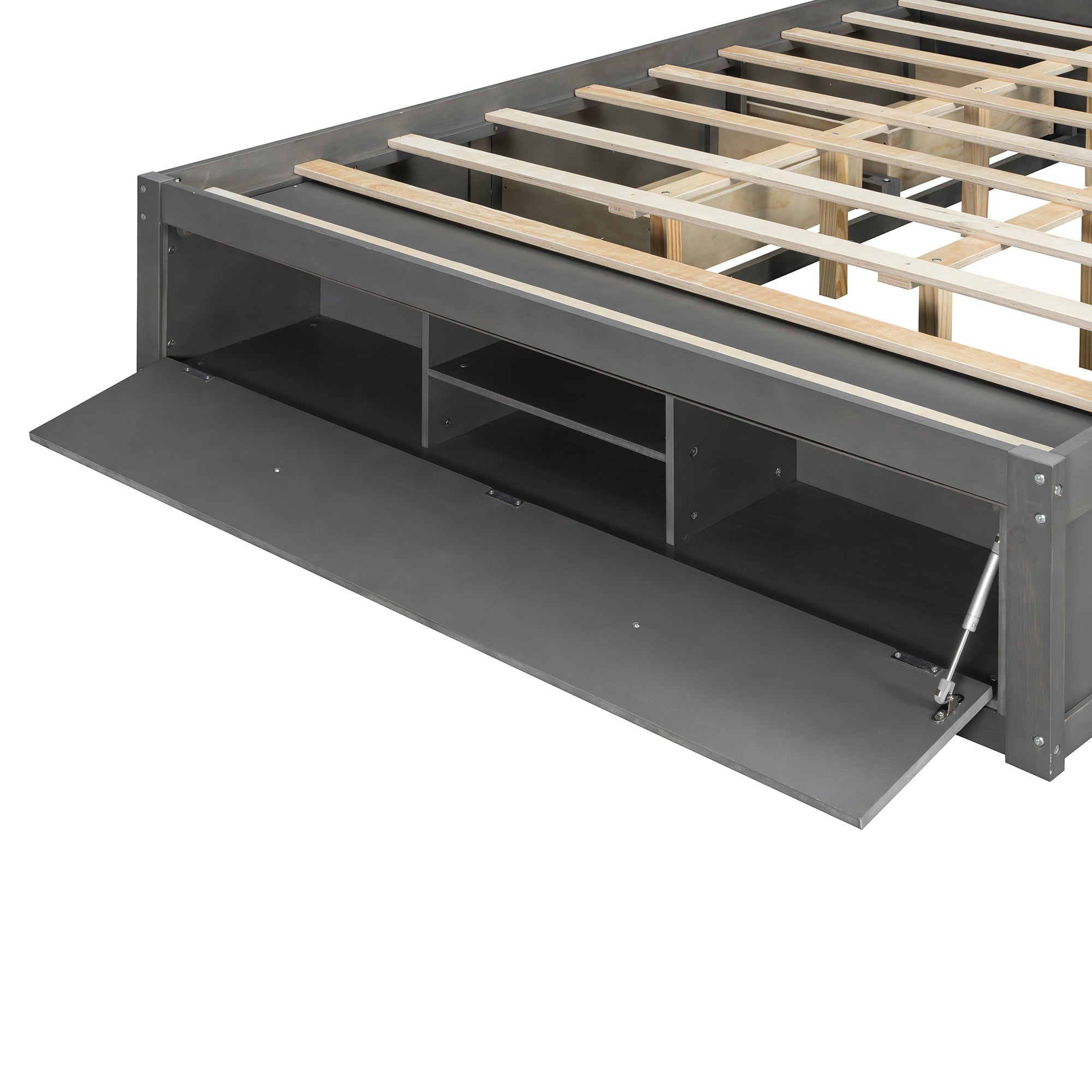 Platform Bed Frame with 4 Storage Drawers and Hydraulic Lift Footboard