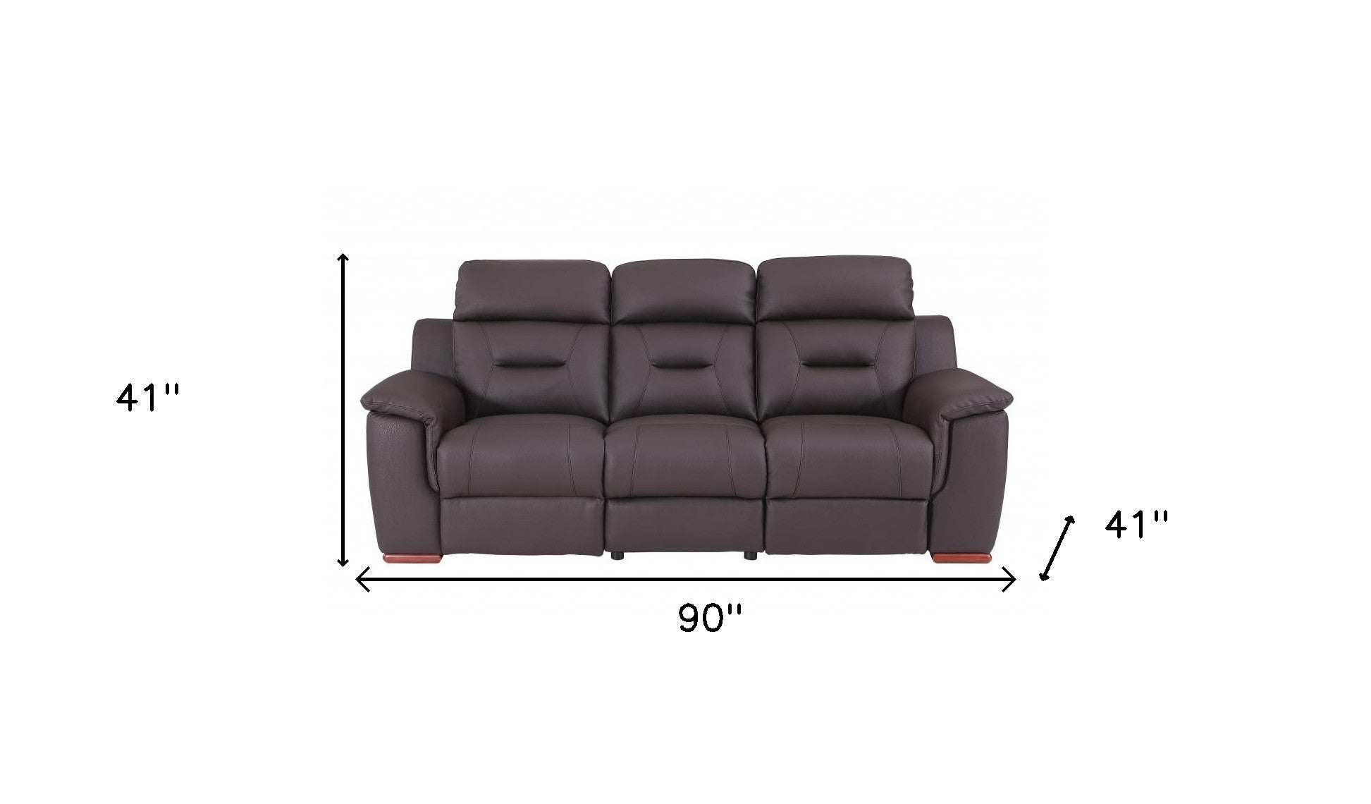90" Brown Faux Leather Sofa-8