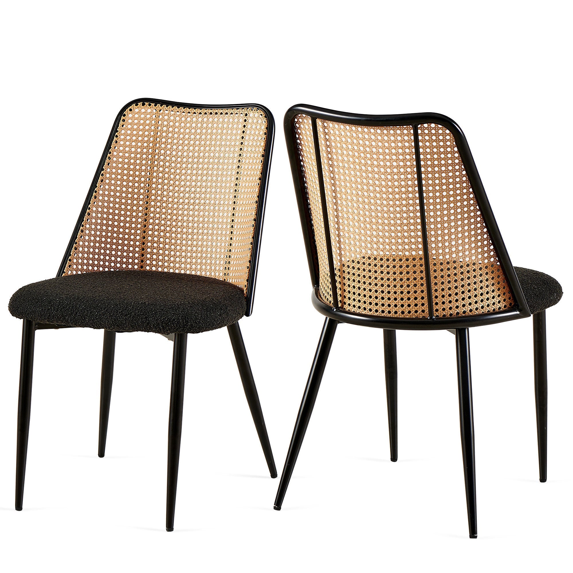 Set of Black Rattan Dining Chairs-0