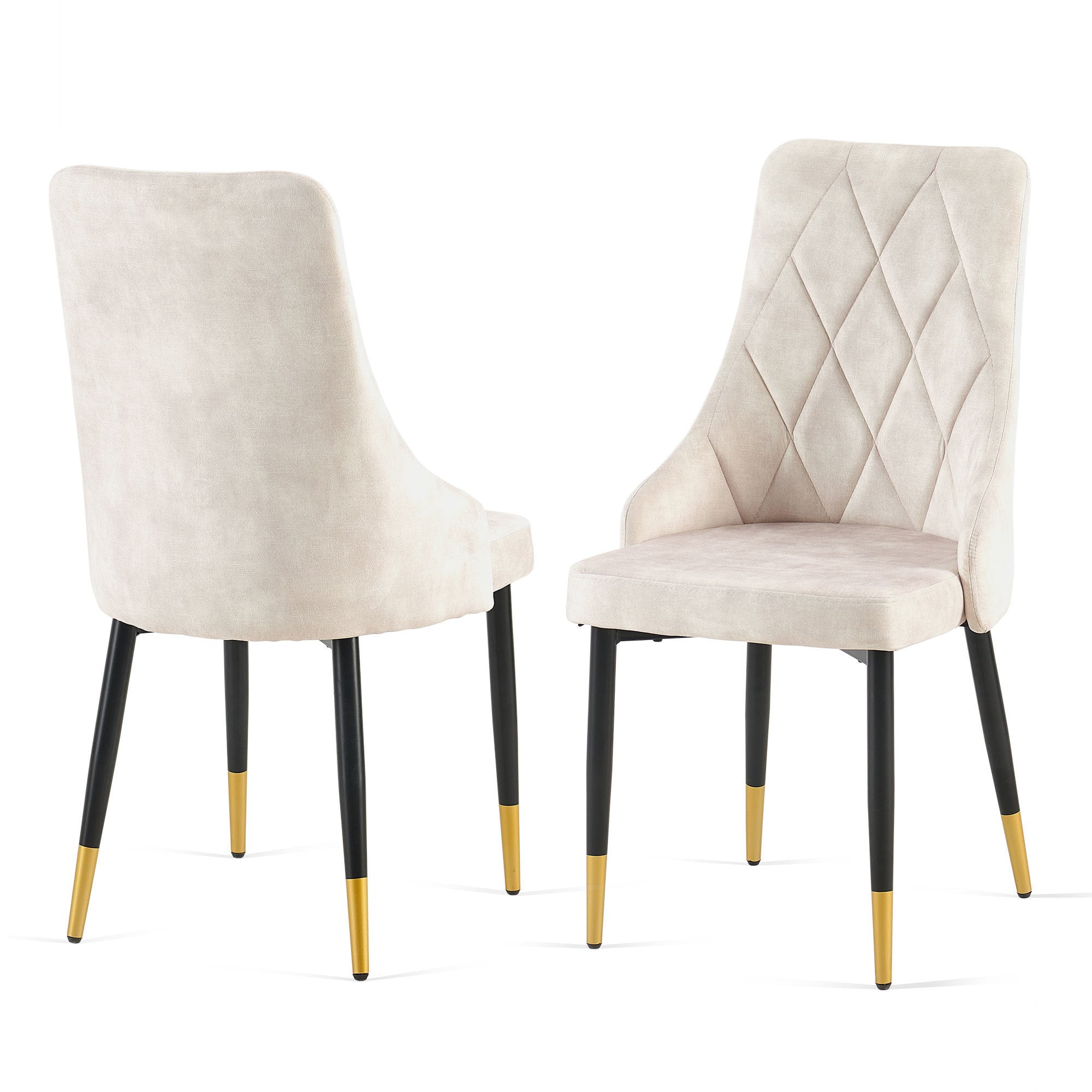 Set of 4 Beige Armless Dining Chairs-2