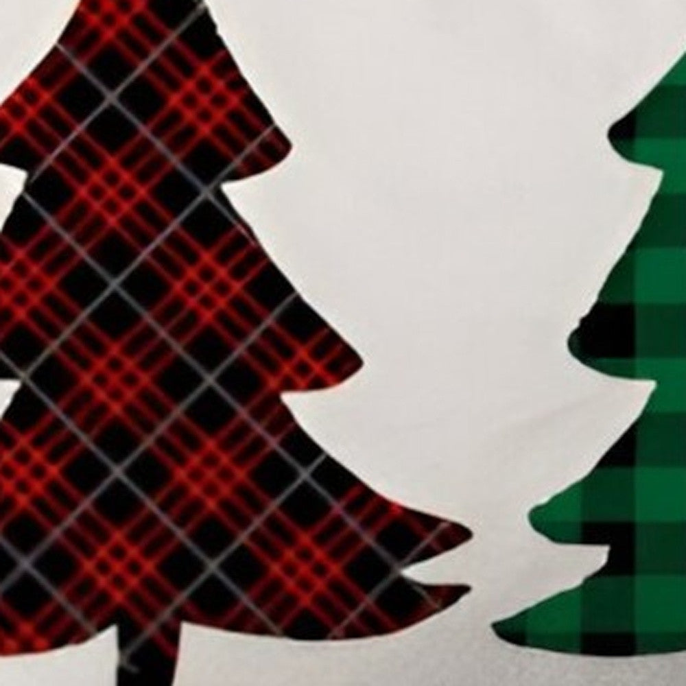 Set of 2 Christmas Tree Trio Plaid Lumbar Throw Pillows-3
