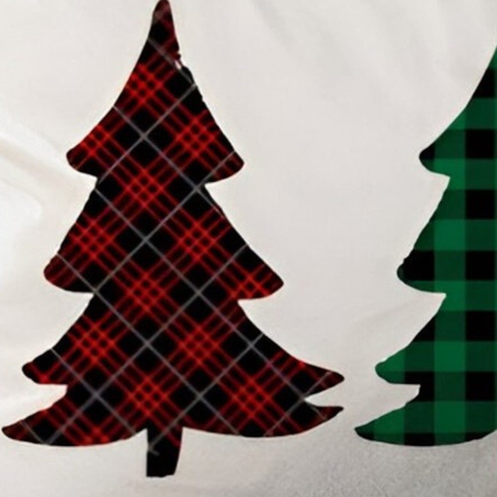 Set of 2 Christmas Tree Trio Plaid Lumbar Throw Pillows-4