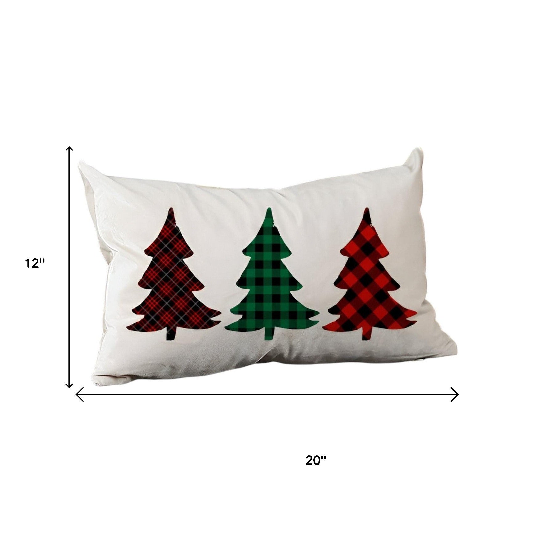 Set of 2 Christmas Tree Trio Plaid Lumbar Throw Pillows-7