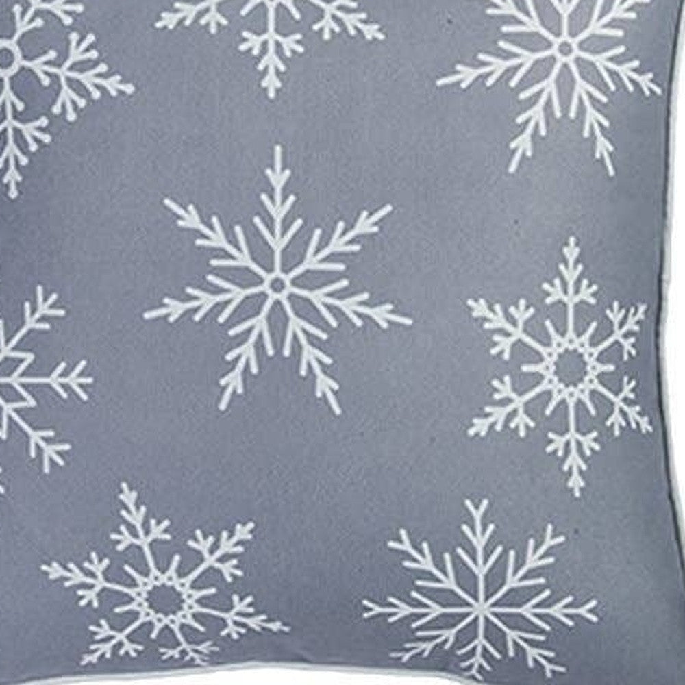 Set of 4 Gray and White Snowflakes Throw Pillows-5