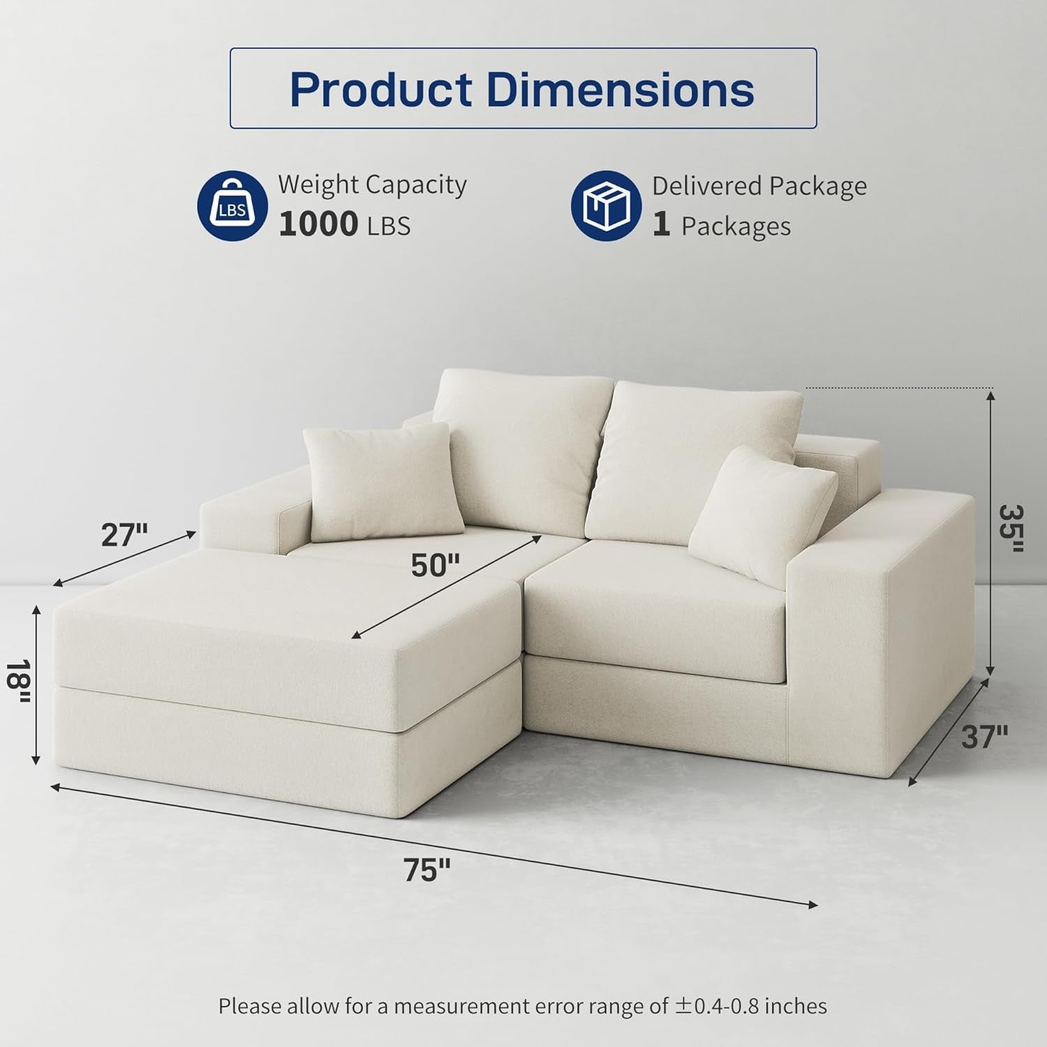 Beige Modular Sectional Sofa With Reversible Chaise-2