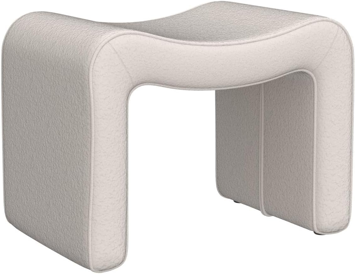 White cushioned stool on a white background