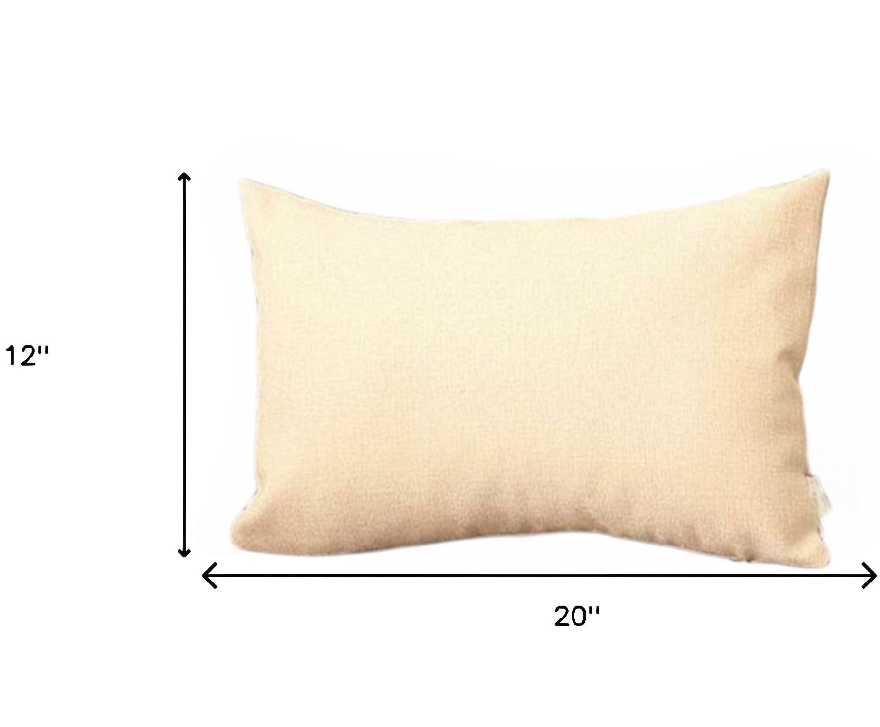 Set of Two 12" X 20" Ivory Fabric Lumbar Throw Pillows-3