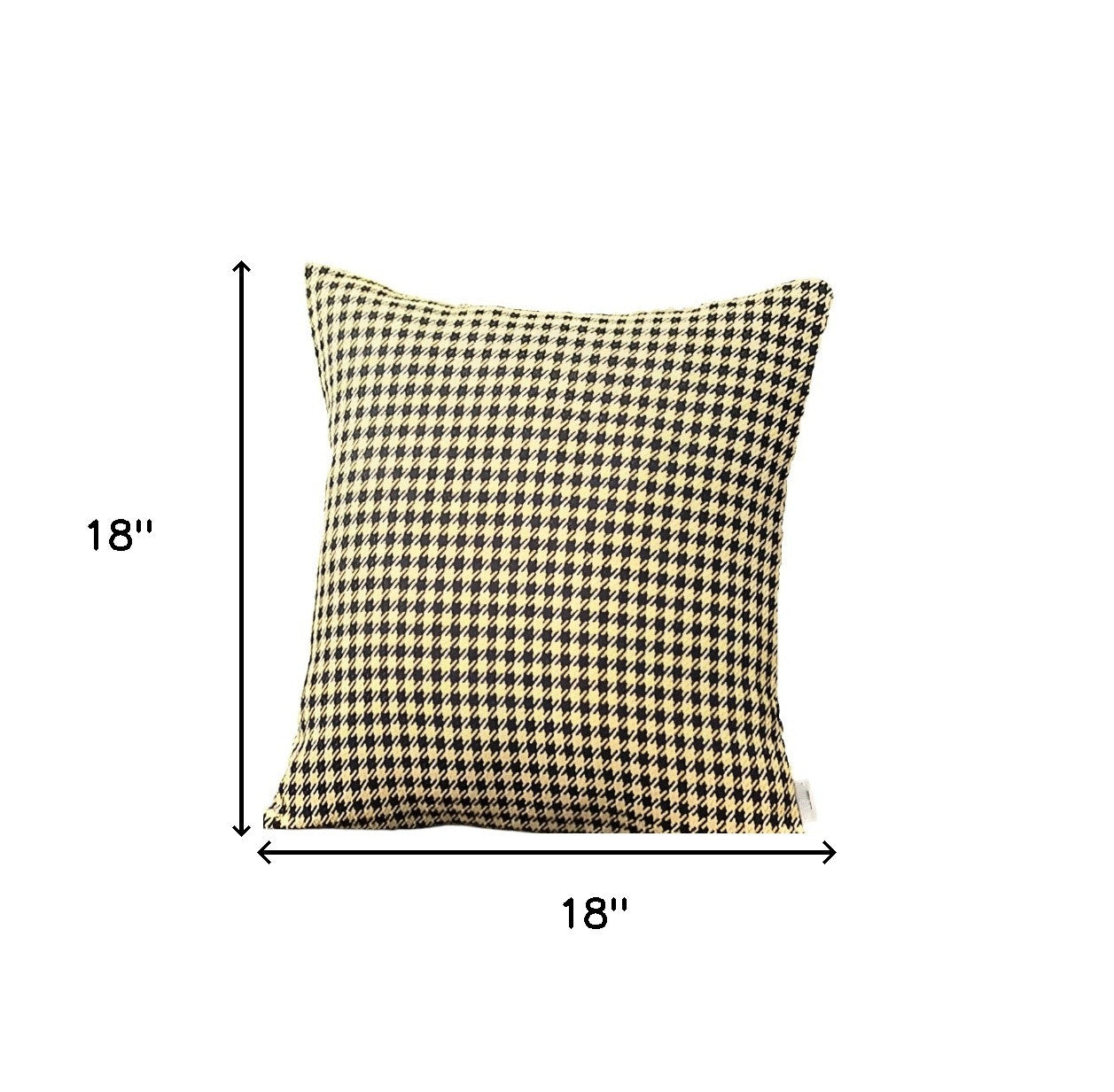 Set of Two 18" Yellow and Black Houndstooth Fabric Throw Pillows-3