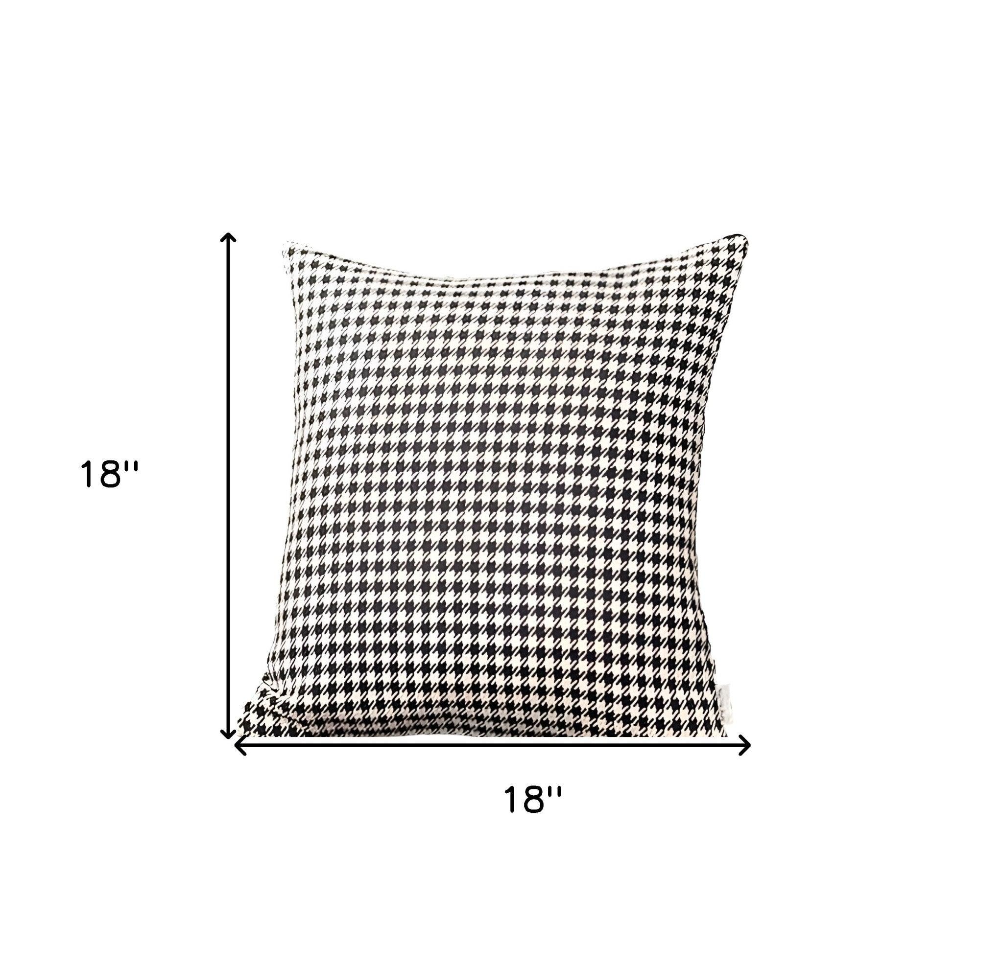 Set of Two 18" Black and White Houndstooth Fabric Throw Pillows-3