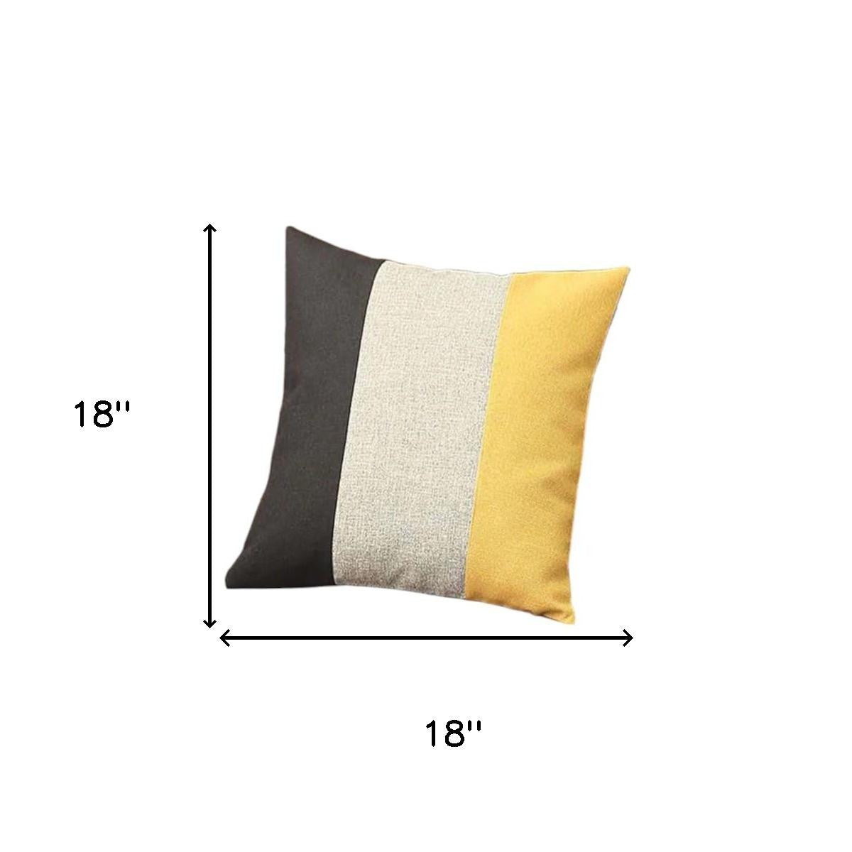 Set of Four 18" Black And Yellow Throw Pillows-5