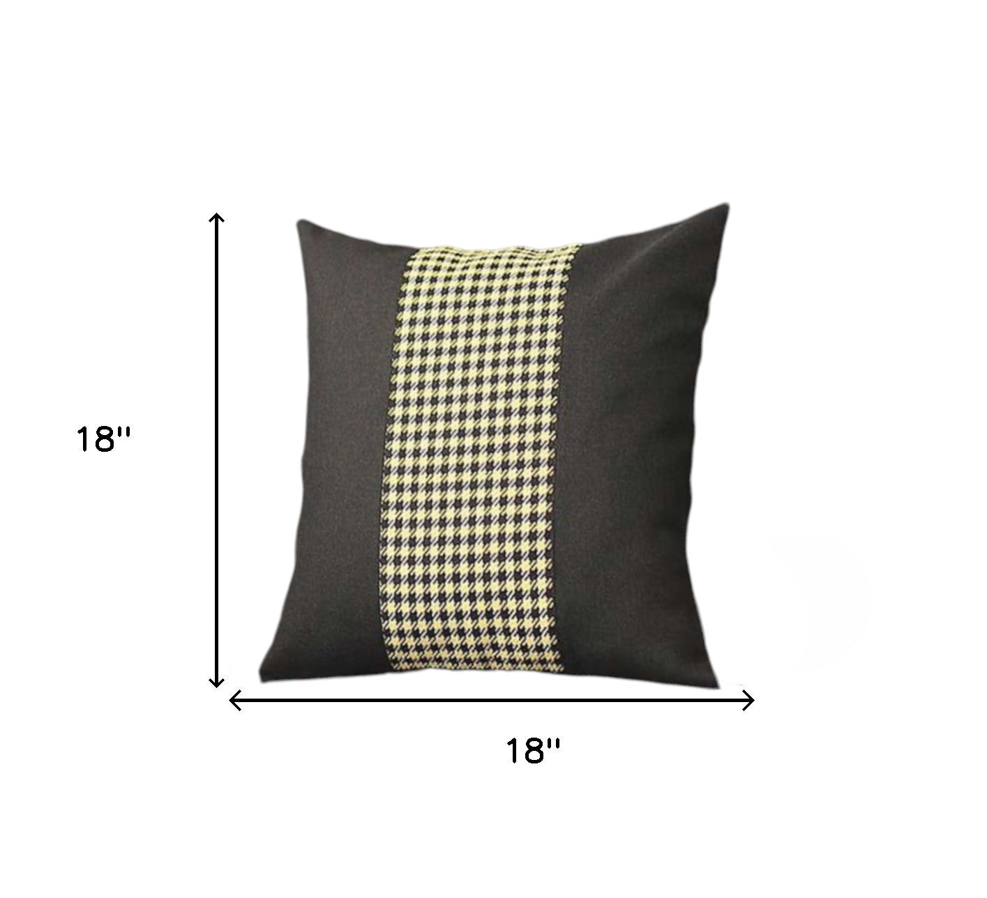 Set of Four 18" Black and Yellow Houndstooth Fabric Throw Pillows-3